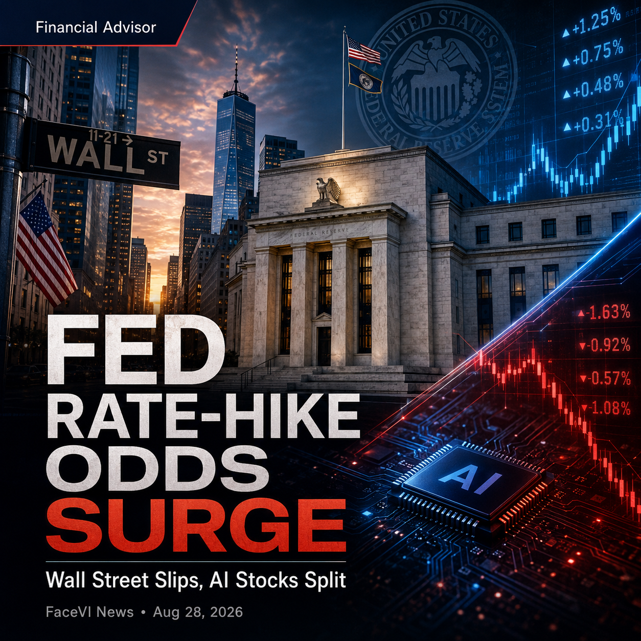 Fed Rate-Hike Odds Surge as Wall Street Slips and AI Stocks Split
