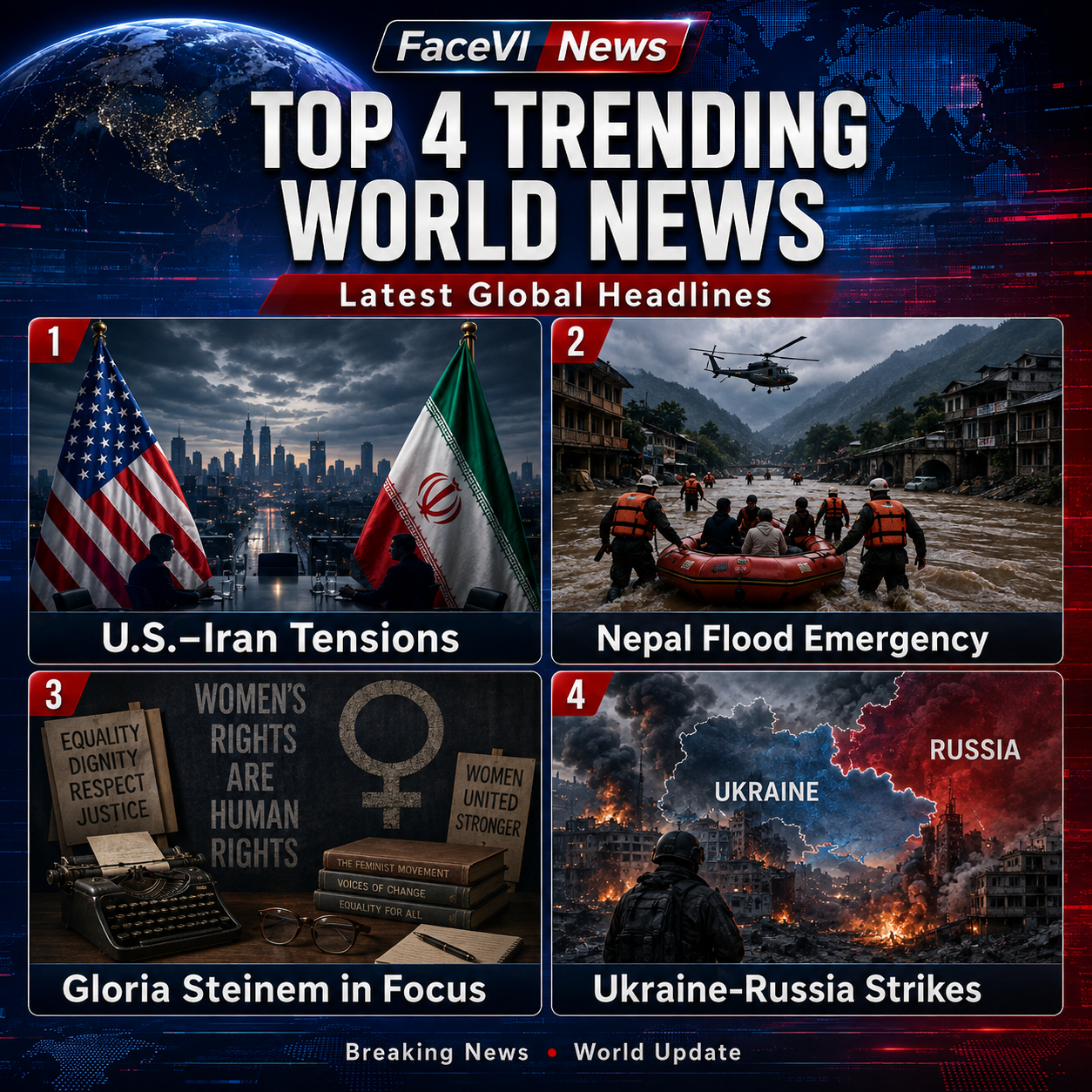Top 4 Trending World News: Iran, Nepal, Steinem and Ukraine